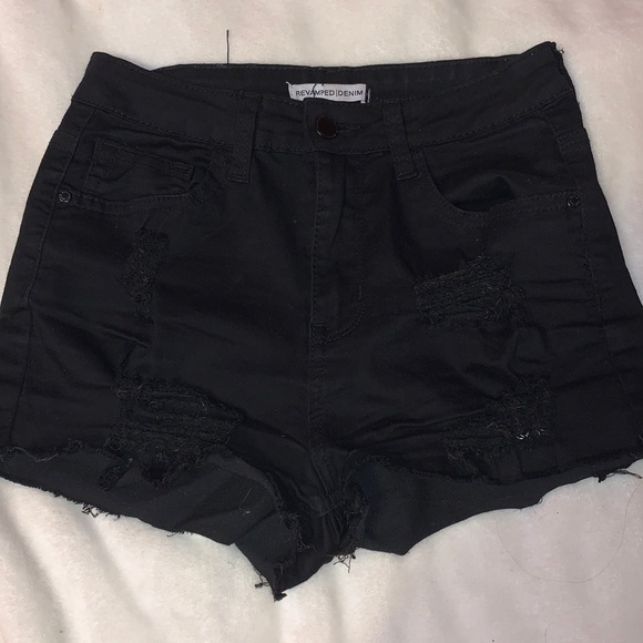 Black high waisted jean shorts - Picture 1 of 3
